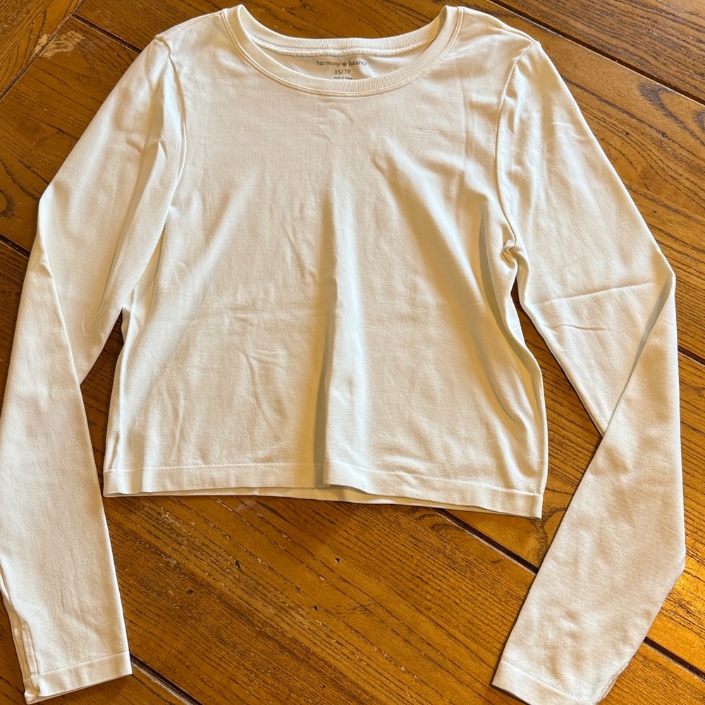 Women's Cream Long Sleeve Crop Top